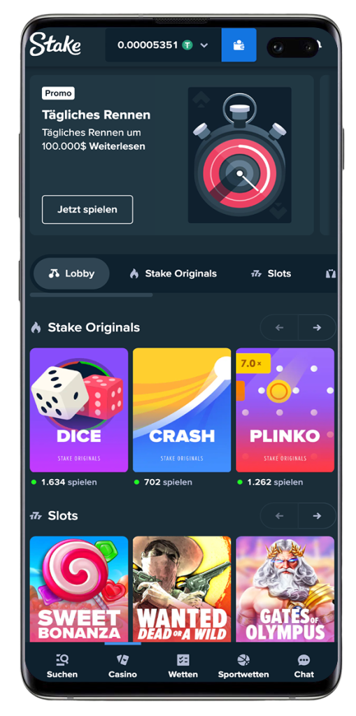 Stake App auf Mobilgeräten